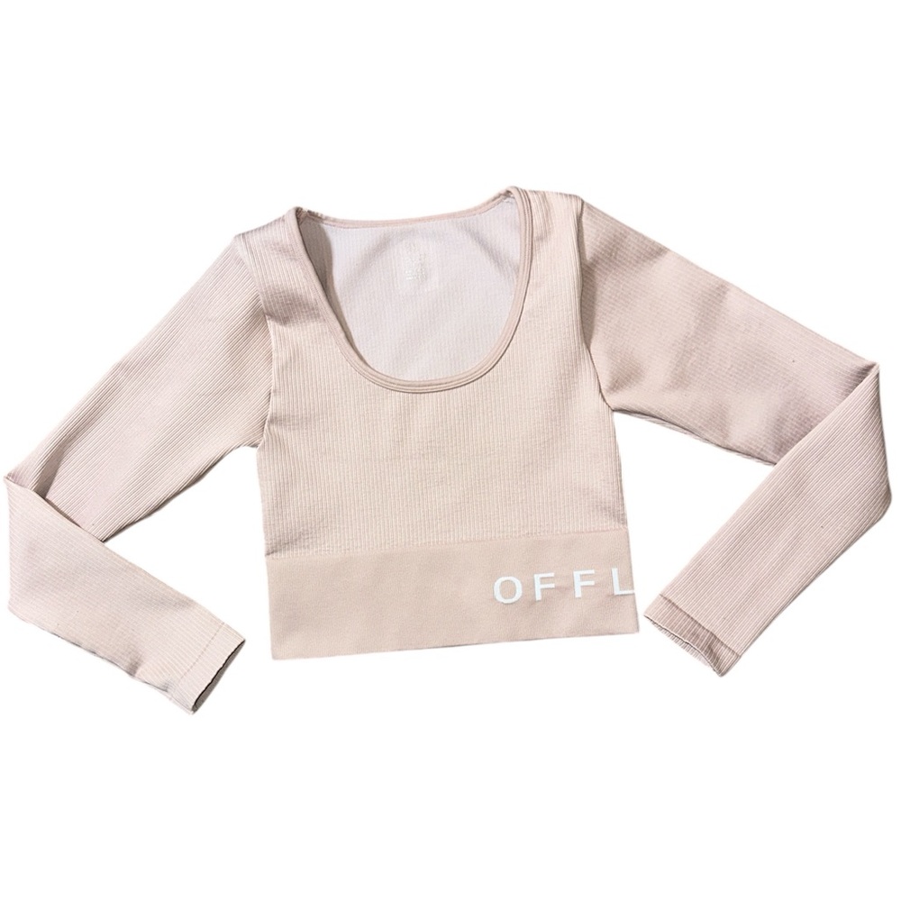 Offline sidewalk seamless ribbed Women's Pink  Long Sleeve crop Top small - Picture 2 of 5